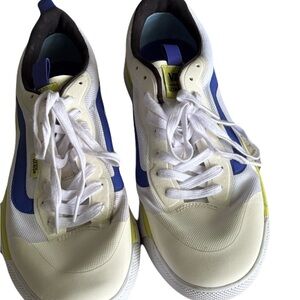 Vans White, Blue, and Yellow Men's Sneakers